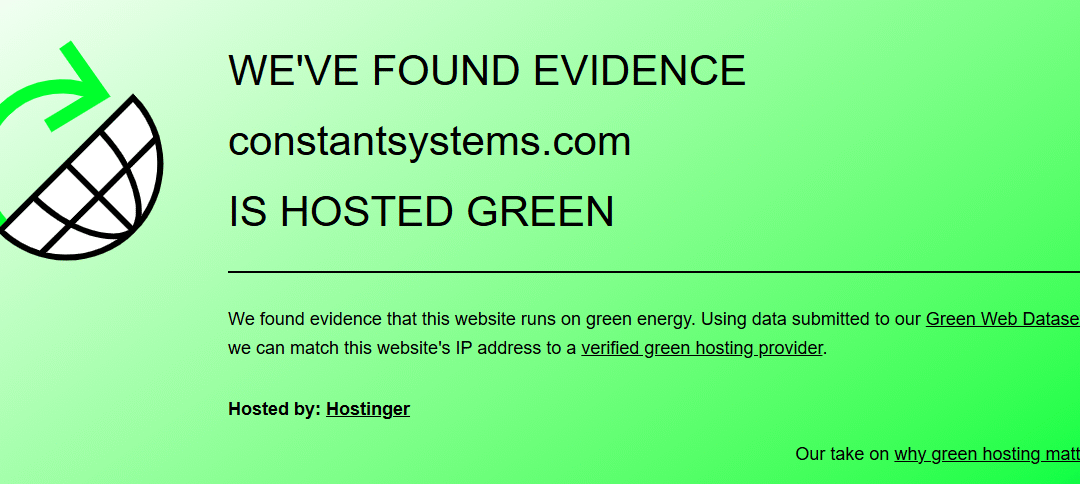 Constant Systems Joins the Green Web Foundation: A Step Toward Sustainable Technology